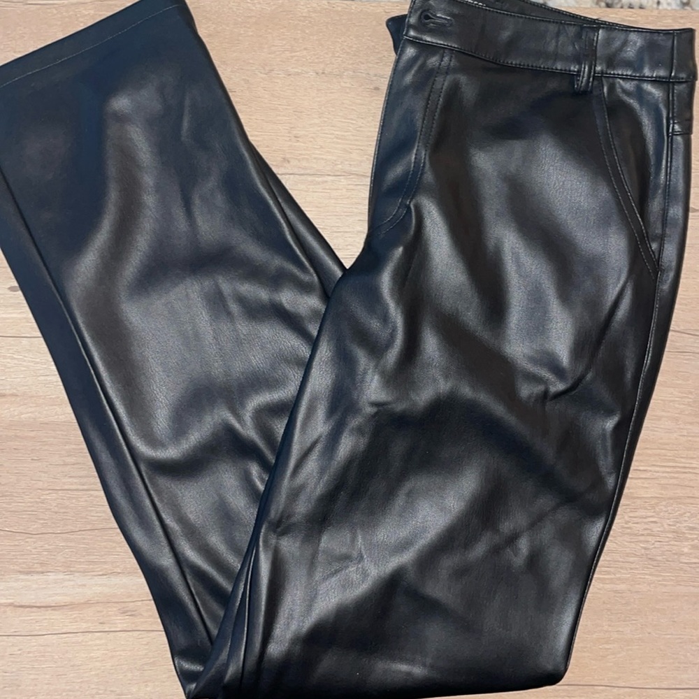 Black Straight Leg Leather Pants Size 8